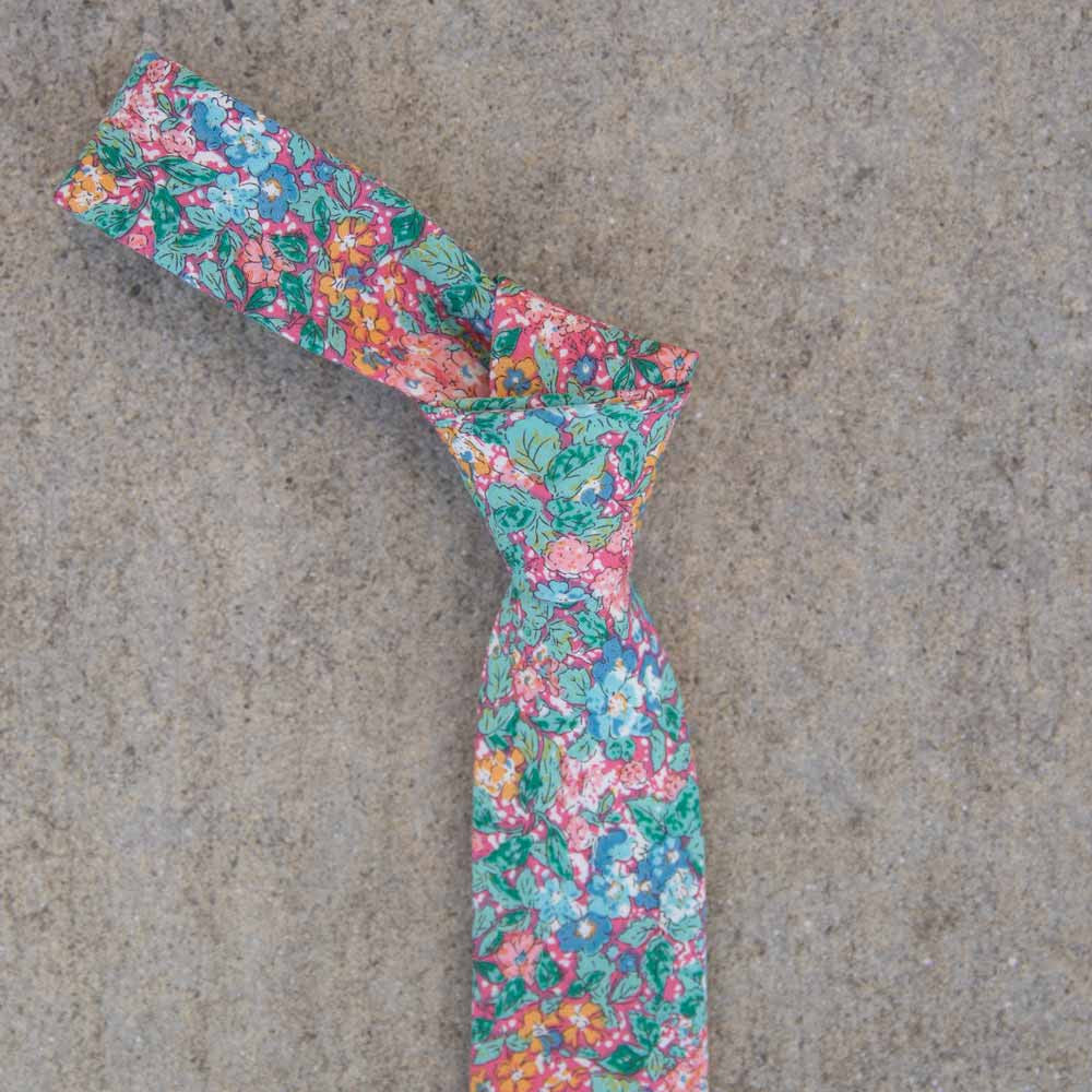 DAZI Monet Pastel Floral Skinny Tie 