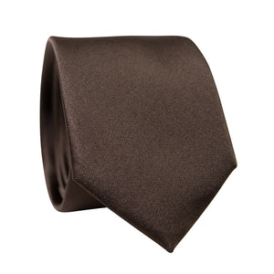 Solid Brown Satin Tie.