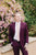 Pale Pink Tie worn with a white shirt and plum purple suit.