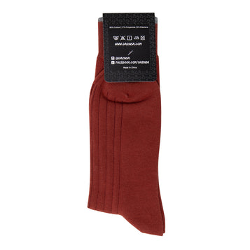 DAZI Dress Socks - Solid Rust Ribbed Dress Socks