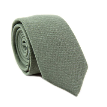 Sage Skinny Tie. Solid sage green textured fabric.