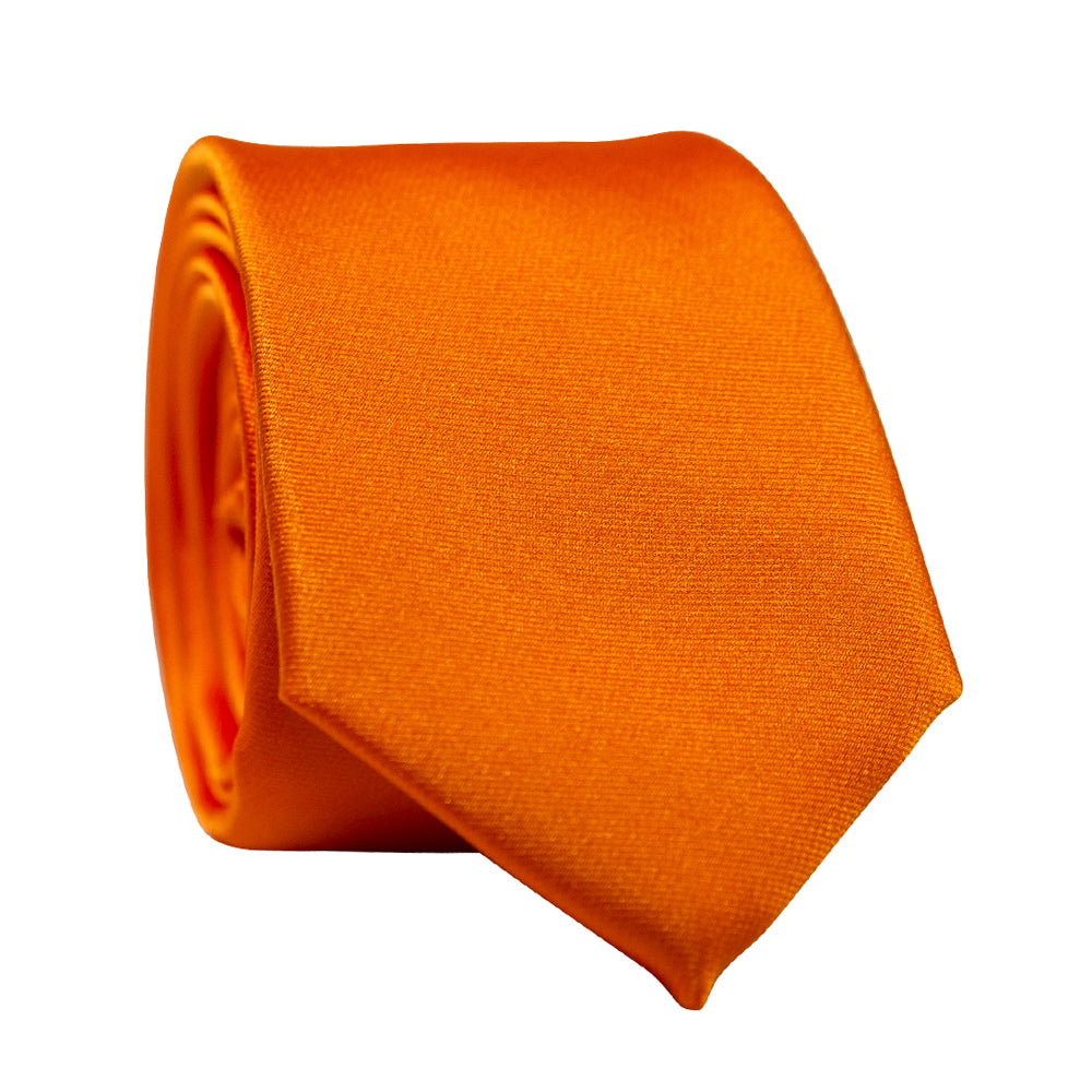 Solid Orange Satin Tie.