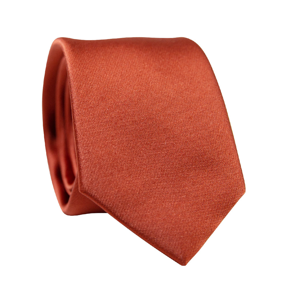 DAZI Rust Solid Polyester Satin Tie