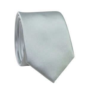 Solid Silver Satin Tie.