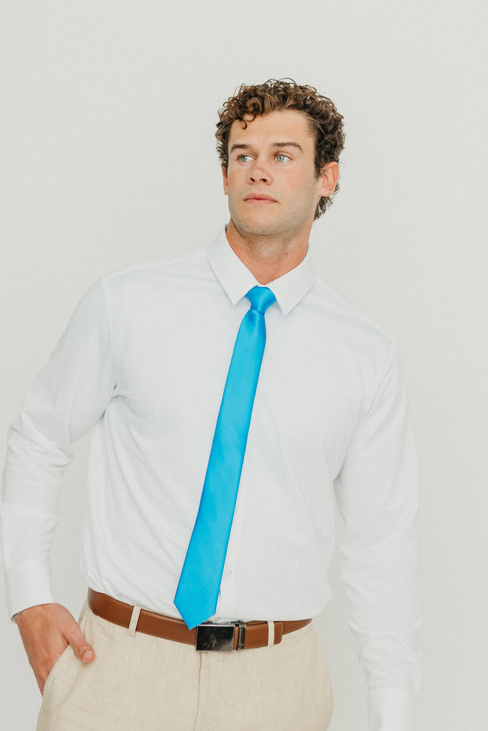 Solid Sky Blue Satin Tie