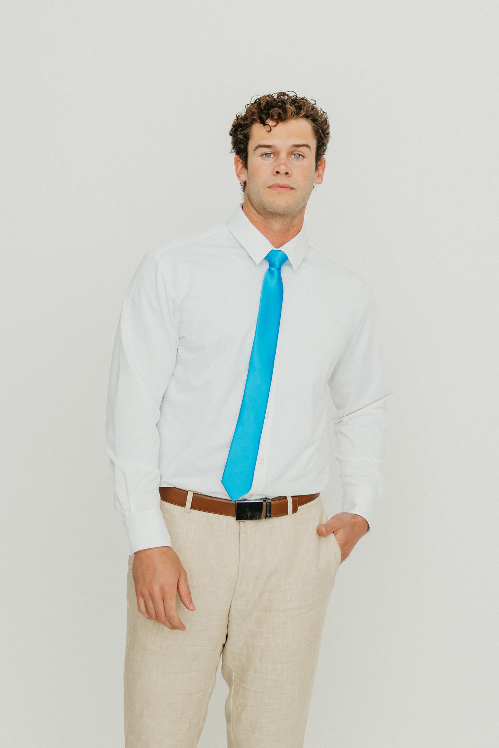 Solid Sky Blue Satin Tie