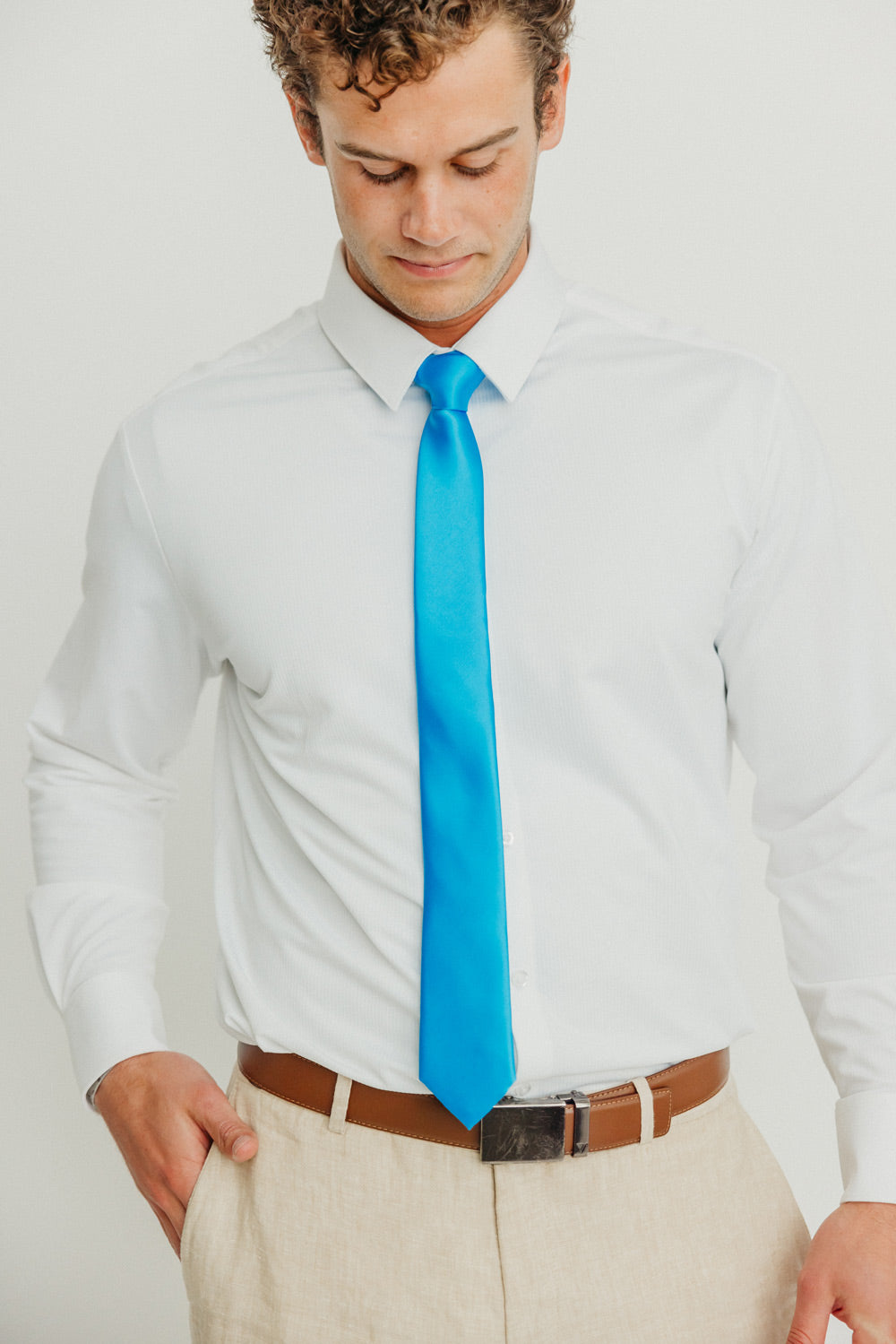 Solid Sky Blue Satin Tie