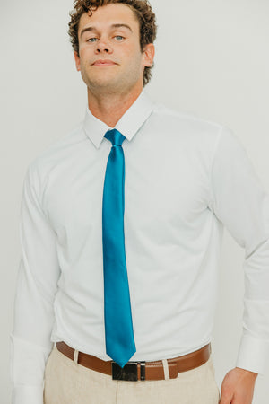 Solid Teal Satin Tie