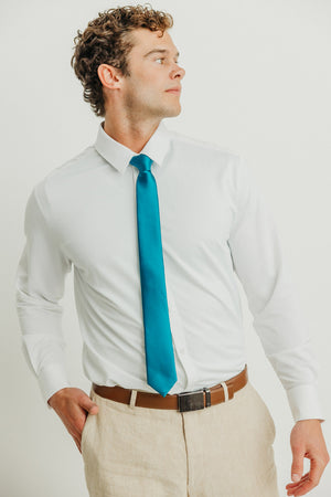 Solid Teal Satin Tie