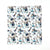 Blue Bloom Pocket Square. White background, navy and light blue flowers, brown branches.