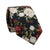 Crimson Rose Skinny Tie. Black background with white and burgundy flowers with sage green leaves and stems.