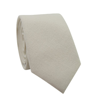 Ivory Skinny Tie. Solid textured fabric.