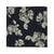 Nightfall Pocket Square. Black background with big cream flowers.