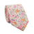 Pink Meadow Skinny Tie. Cream background with orange, light brown, pink and lavender flowers.