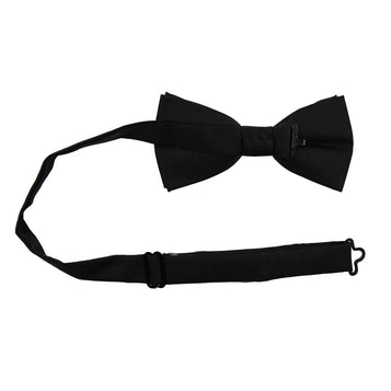 Shadow Pre-Tied Bow Tie with adjustable neck strap. Solid black fabric.