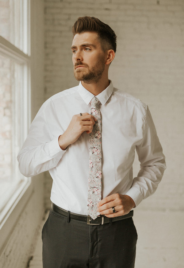 Floral Print Skinny Neckties for Men, 100% Cotton, Width 2.5, Length 58 (skinny), DAZI Bluebell Floral Ties
