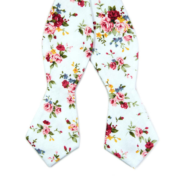 DAZI - White Floral - Floral Bow Tie