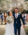 Mardi tie worn by a groom at his wedding with a white shirt and navy blue suit. 